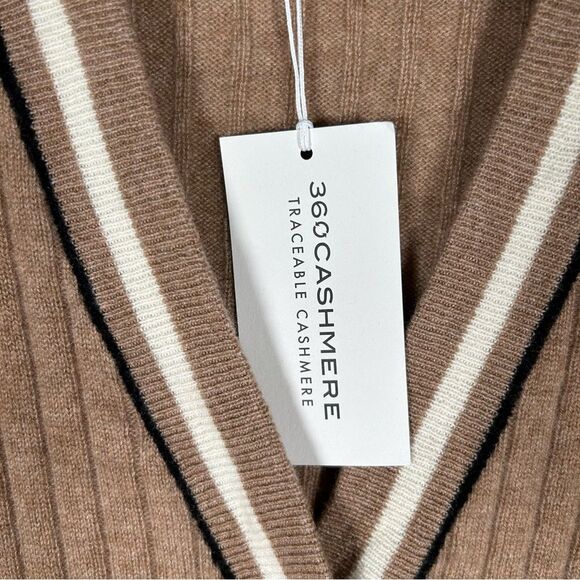 360 Cashmere Collegiate Ribbed Camel Oversized Cardigan Sweater S NWT $195 - Picture 5 of 11
